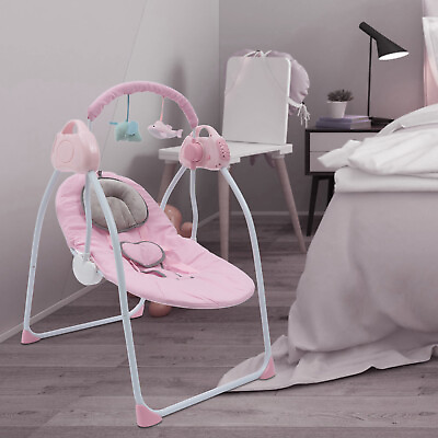 Pink Electric Rocking Chair Remote Swing Bouncer Baby Bluetooth Music Sway Seat $69.00