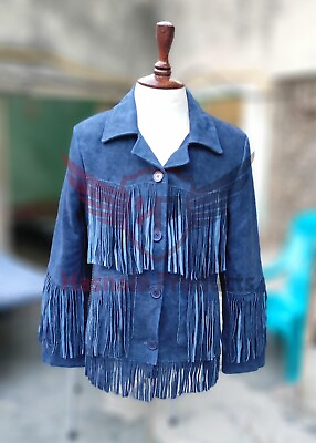 #ad Women Fringe Jacket New Style Cowgirl Suede Leather Quality Fringed Jacket $175.00