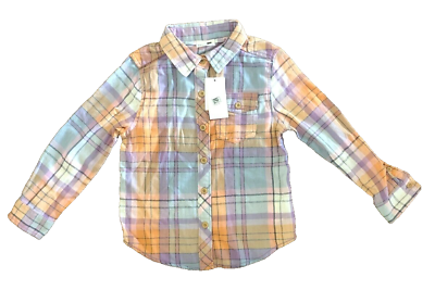 #ad Boys Button Up Flannel Shirt Size 5 A4 $18.99