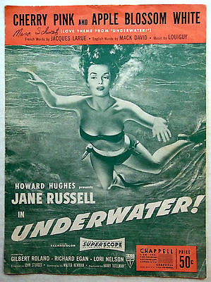 #ad Film Sheet Music CHERRY PINK amp; APPLE BLOSSOM WHITE Jane RUSSELL UNDERWATER 1951 $14.00