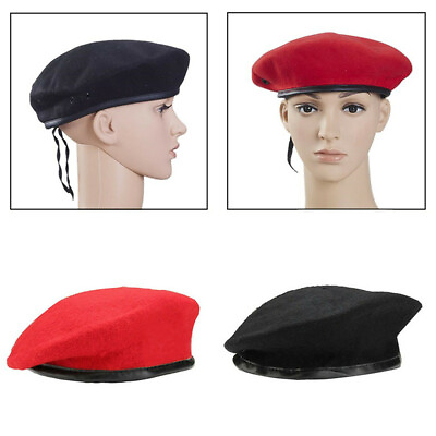 #ad Unisex Military Army Soldier Hat Wool Beret Men Women Uniform Adjustable Cap $8.89
