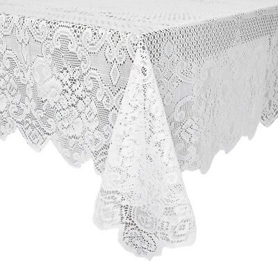 #ad White Lace Tablecloth for Rectangular Tables Vintage Style for Wedding 60x97quot; $14.49