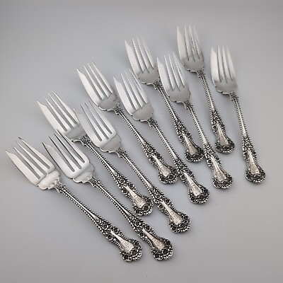 #ad Gorham Cambridge Sterling Silver Salad Pastry Forks 5 7 8quot; With Monogram Set $439.99