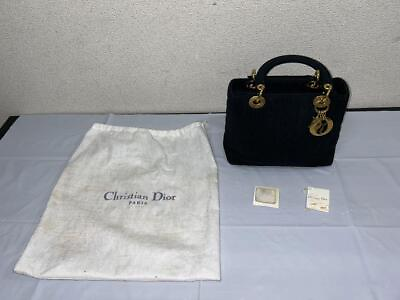 #ad Christian Dior Lady dior Cannage Hand bag Black Nylon Used 240401N $528.60