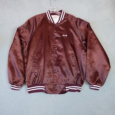 #ad Vintage Hartwell Jacket Men#x27;s Large Burgundy Made in USA Satin Bomber Palace Bar $54.95