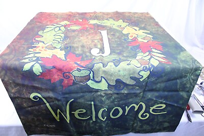 #ad Welcome Garden Flag Leaf Wreath with Monogram Initial J 28quot; x 40quot; $7.00