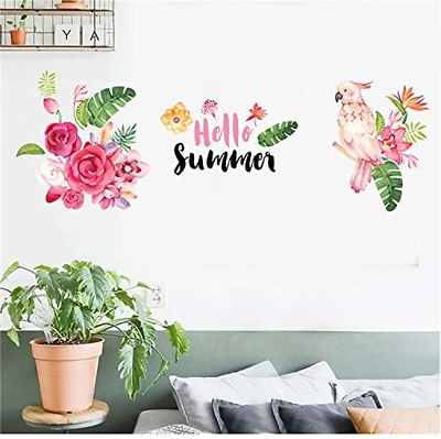 #ad Hello Summer Parrot Decal Wall Sticker for Home Kids Decoration Living Room... $24.99