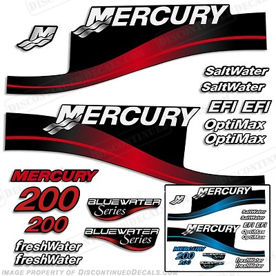 #ad Fits Mercury 200hp Outboard Decal Kit Blue or Red 200 99 04 All Models Available $94.95