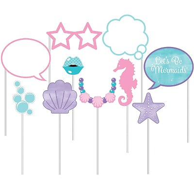 #ad 10 Mermaid Shine Photo Props Girls Birthday Party Supplies Accessories Selfie GBP 8.65