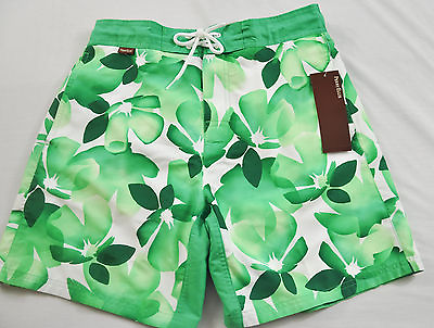 #ad NWT MENS PERRY ELLIS SWIM SUIT SIZE SMALL GREEN FLORAL PRINT RETAILS $39.50 $15.33