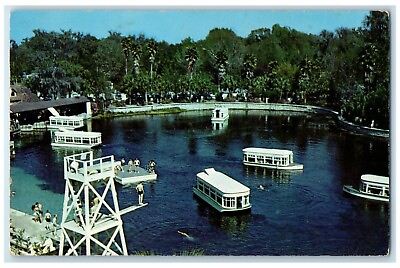 #ad 1960 Glass Bottomed Boats Crystal Clear Water Silver Springs Florida FL Postcard $9.95