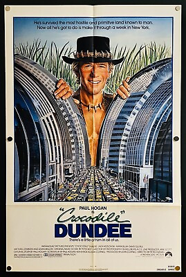 #ad Crocodile Dundee 1986 Original One Sheet Movie Poster – Fine **Paul Hogan** $32.81