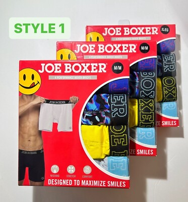 #ad Joe Boxer Men#x27;s 4 Pack Cotton Stretch Boxer Briefs Sizes S M L XL $11.19