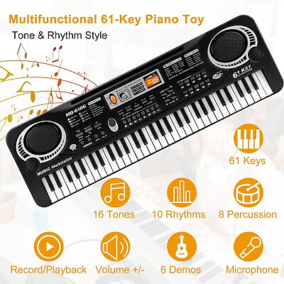 #ad 61 Key Digital Music Piano Keyboard Kids Electronic Musical Instrument Xmas Gift $30.61