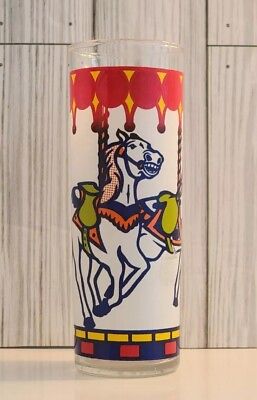 #ad Carousel Tom Collins Drinking Glass by Libbey? Circus Horse Barware Cocktail $12.00