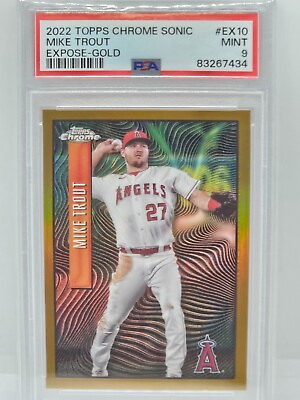 #ad Mike Trout 2022 Topps Sonic Chrome Exposé Insert Gold #EX 10 44 50 PSA 9⚾ $199.99