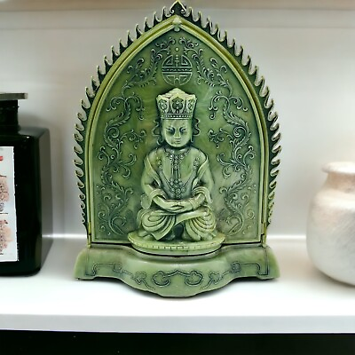 #ad Buddhist Shrine 6quot; Green Rotates to Show Internal Storage Buddha $23.98