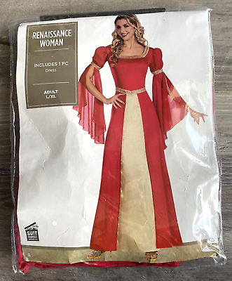 #ad Renaissance Woman Red Costume Dress Size L XL $28.45