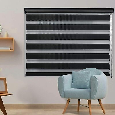 #ad Zebra Blinds for Window Dual Roller Shades with Valance Cover Dayamp;Night Curtains $40.99
