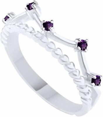 #ad Amethyst Princess Crown Engagement Ring in 14k White Gold Plated Sterling Silver $68.42