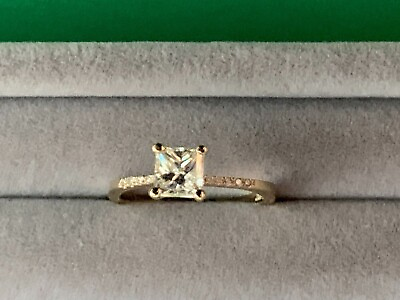 #ad 1.07ct Natural Princess Cut Diamond Engagement RingSolid 14YG.EGL Cert UGS APPR $950.00