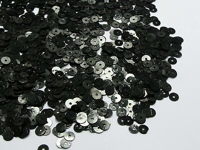 #ad 8000 Black 5mm Flat Round loose sequins Paillettes sewing Wedding craft $3.49