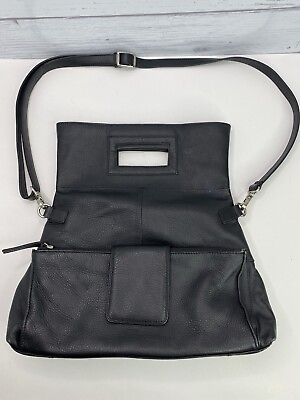 #ad Women#x27;s DEREK ALEXANDER Black Leather Hand Shoulder Bag Purse Casual Boho 13” $37.99