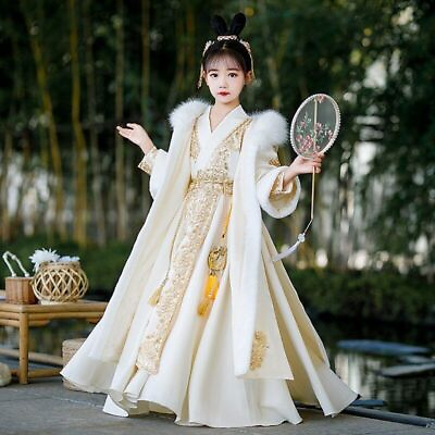 #ad Kids Winter Hanfu Children Ancient Costume Baby Chinese Clothing Dress with Coat $109.75