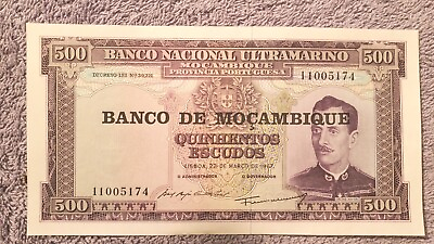 #ad It. # I 74 Mozambique 500 escudos 1976 pick #118a One Note $2.99