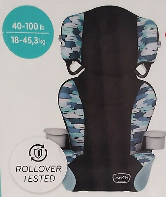 Evenflo Big Kid Sport Car Seat Rollover Tested Blue Black Print New 40 to 100 lb $46.50