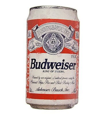 #ad Vintage 1994 NEW Genuine Budweiser Beer Can Sticker Decal Logo 7.5quot;x14.5quot; Gift $9.50