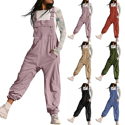 #ad New Free People Movement Women Hot Shot Jumpsuit Playsuit Overalls With Pockets $6.50