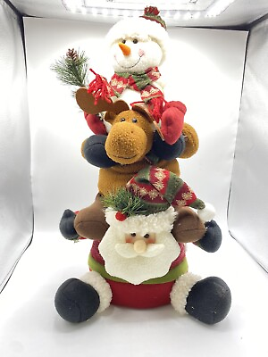 #ad Christmas Stuffed Stacked Christmas Characters Santa Reindeer and Snowman $36.40