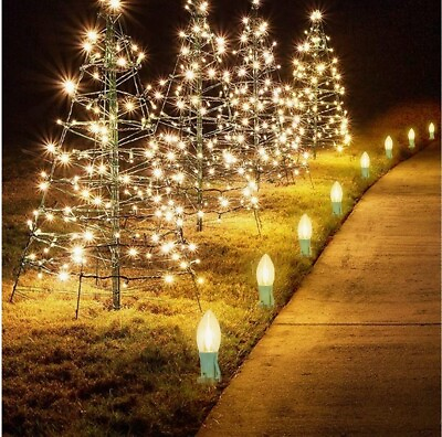 #ad 40 Glass Bulbs Outdoor Christmas Decoration Xmas String Light Pathway Lights $39.95