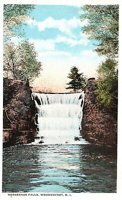 #ad Woonsocket RI Rhode Island Horseshoe Falls C. T. American Art Vintage Postcard $8.99