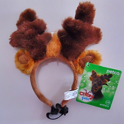 #ad Christmas Dog Reindeer Ears Plush Small Med S M Chihuahua Terrier Costume NWT $6.95