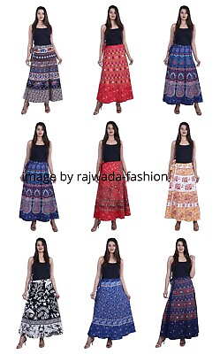 #ad LOT OF ANY 10 WOMEN ETHNIC FLORAL COTTON LONG SKIRT INDIAN WRAP AROUND $73.41