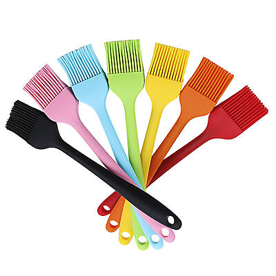 #ad BBQ Baking Basting Brush Pastry Bread Grill Cooking Colourful Silicone Bakeware $8.17