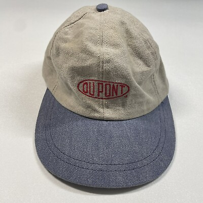 #ad Vintage DuPont Hat Cap Men’s Tan Blue Strapback Made In USA $18.82