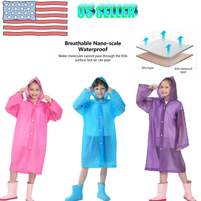 #ad 2Pack Unisex Waterproof Raincoat Rain Coat Hooded Jacket Poncho Rainwear Camping $11.39