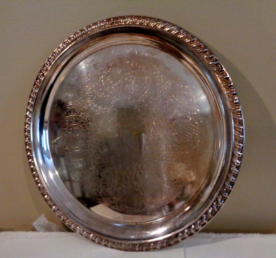 #ad VINTAGE SILVERSMITH SILVER PLATTED SILVERPLATE ROUND SERVING TRAY 12quot; $9.99