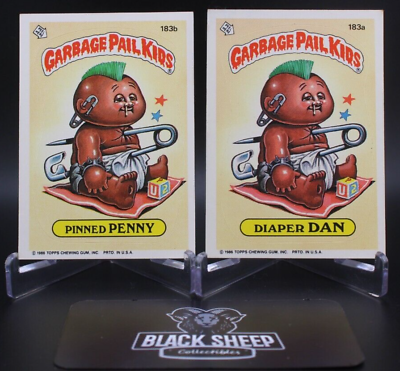 #ad 1986 Garbage Pail Kids #183a amp; 183b GPK Pinned Penny amp; Diaper Dan OS5 $3.64