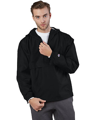 #ad Champion Unisex Packable Anorak Adjustable 1 4 Zip Top Hooded Jacket CO200 $37.12