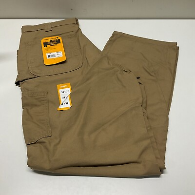 #ad New Men#x27;s Carhartt 34 X 32 Loose Fit Canvas Utility Work Pants Brown BN0151 $25.46