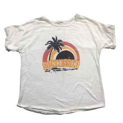 #ad Peach Love California T shirt Sunkissed Palm Tree Summer Beach White Size L $6.50