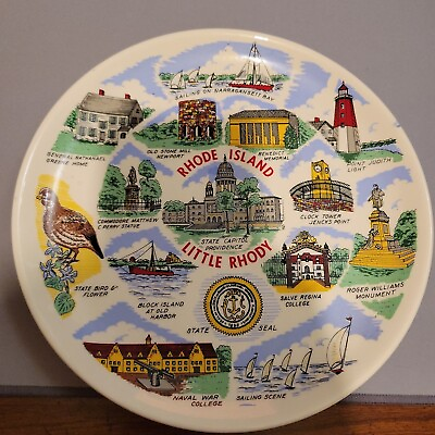 Vintage Rhode Island Collector Plate 9quot; State Plates quot;Little Rhodyquot; $9.99