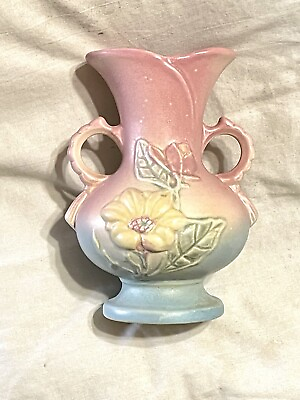 #ad *GREAT FIND* Vintage🌺HULL POTTERY DOUBLE Handle🌺MAGNOLIA Vase🌺SIGNED NICE $19.99