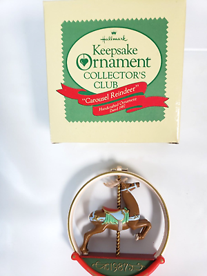 #ad Vintage Hallmark Carousel Reindeer Club Edition Christmas Ornament box 1987 $10.95