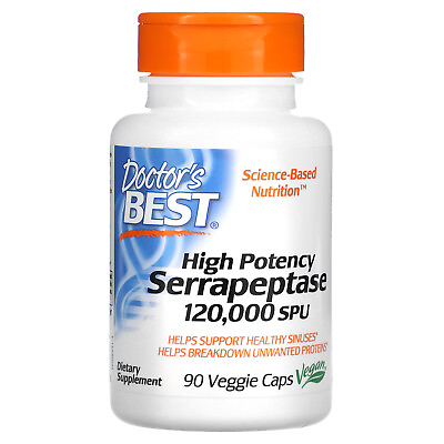 #ad Doctor s Best High Potency Serrapeptase 120 000 SPU 90 Veggie Caps Gluten Free $29.56