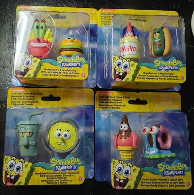 #ad Nickelodeon Spongebob SquarePants Fun with Food Figure 2 Pack Set Of 4 $35.95